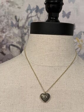 Coach Gold-Tone Heart Pendant Necklace with Crystal Detail